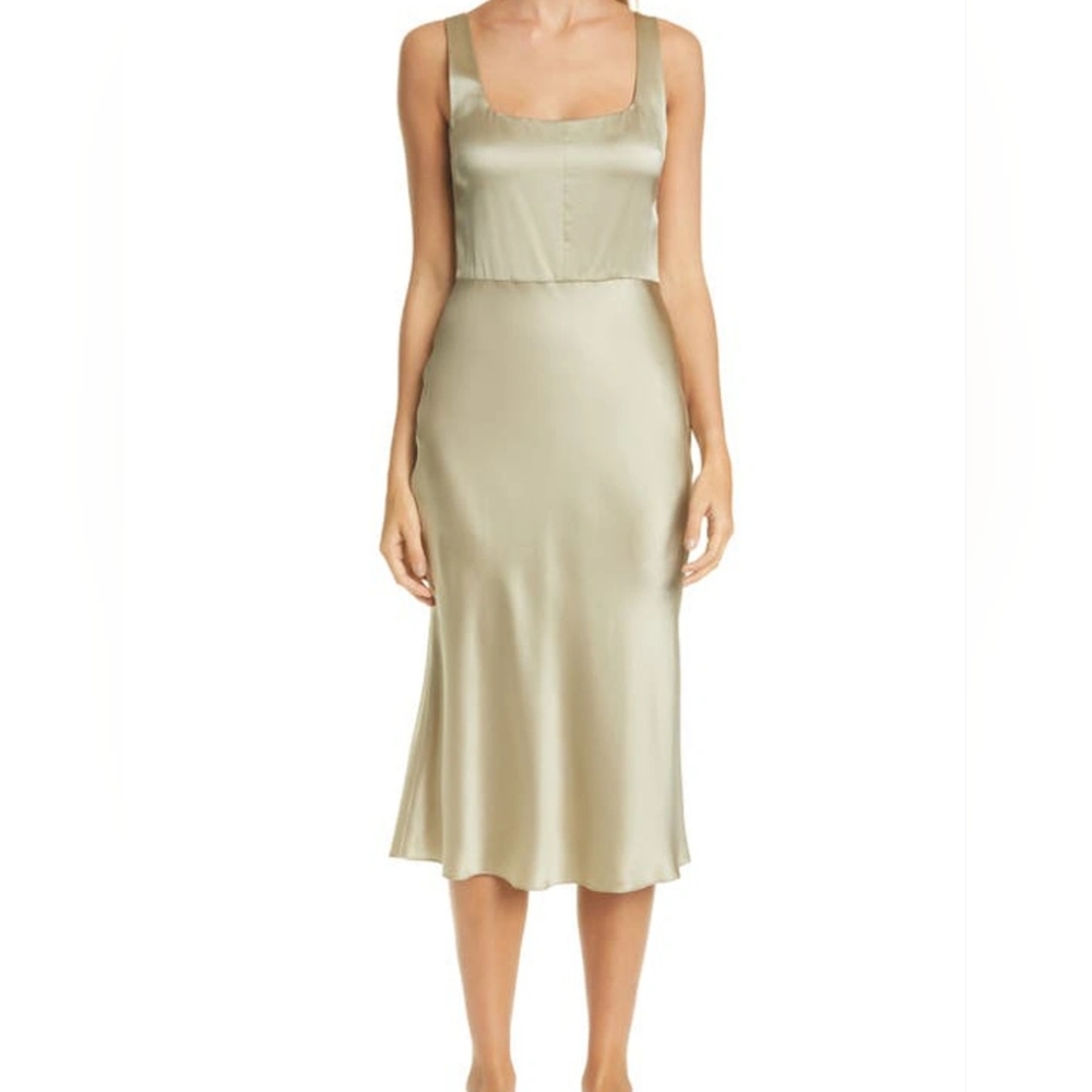 VINCE Satin Midi Slip Dress
